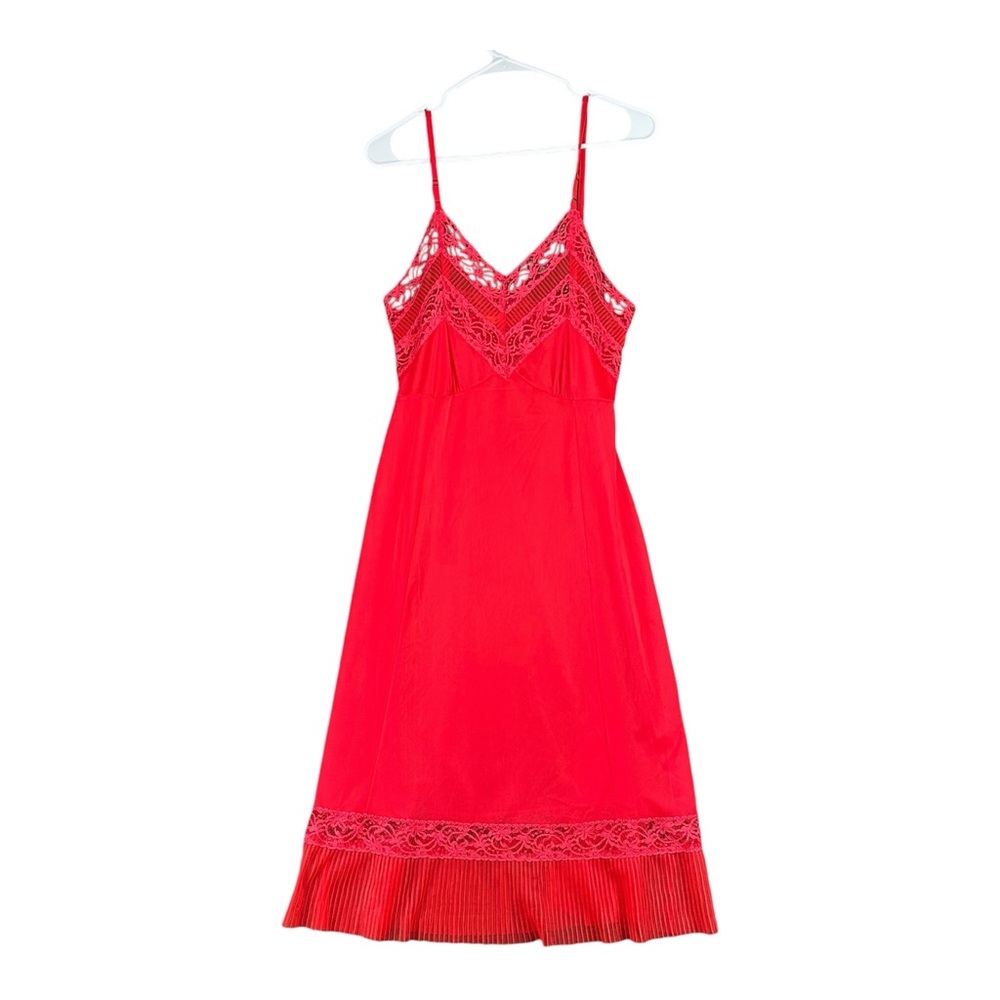 Countess 34 Vintage Red Lace Slip Lingerie Nightgown Nightie Sexy 70s 80s